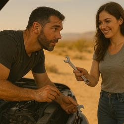 Warmed by the engine heat, Warmed by the Engine Heat: A Sensual Encounter on the Desert Highway, Full Body Massage Service